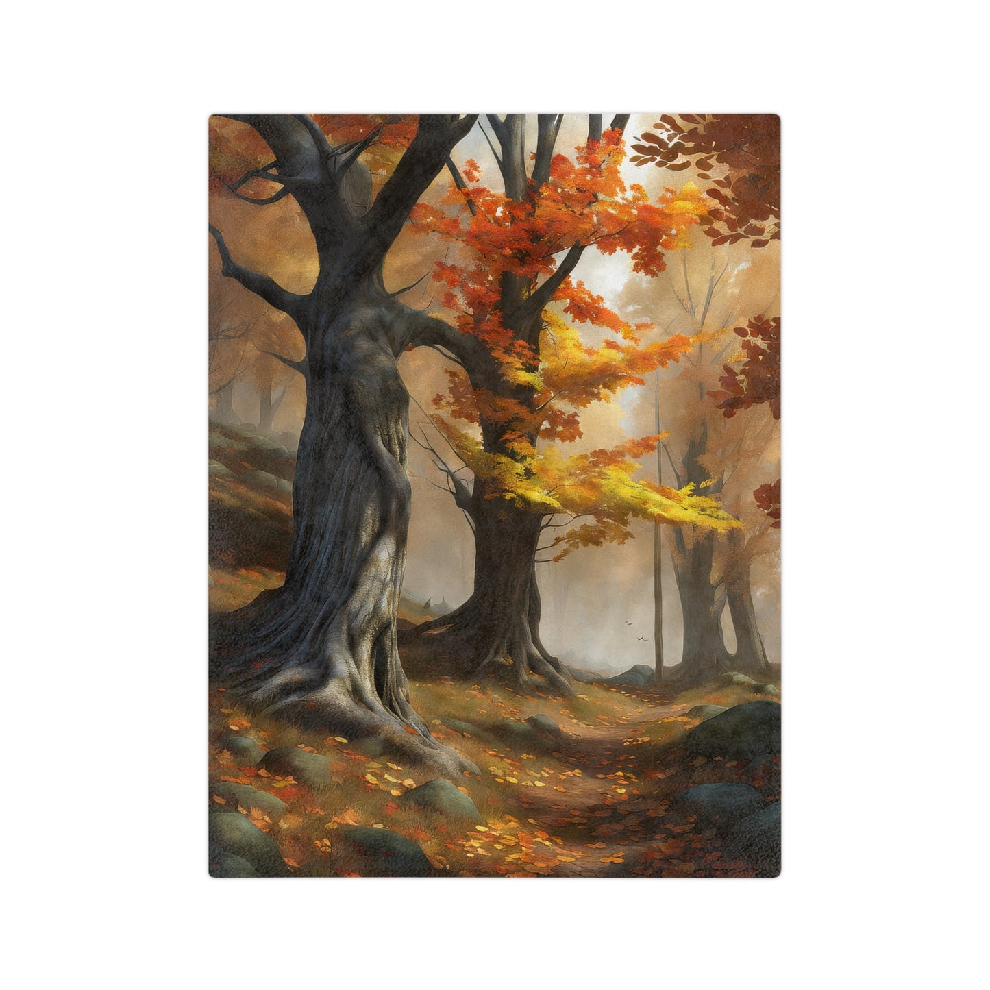 Plush Blanket with Fall Scene