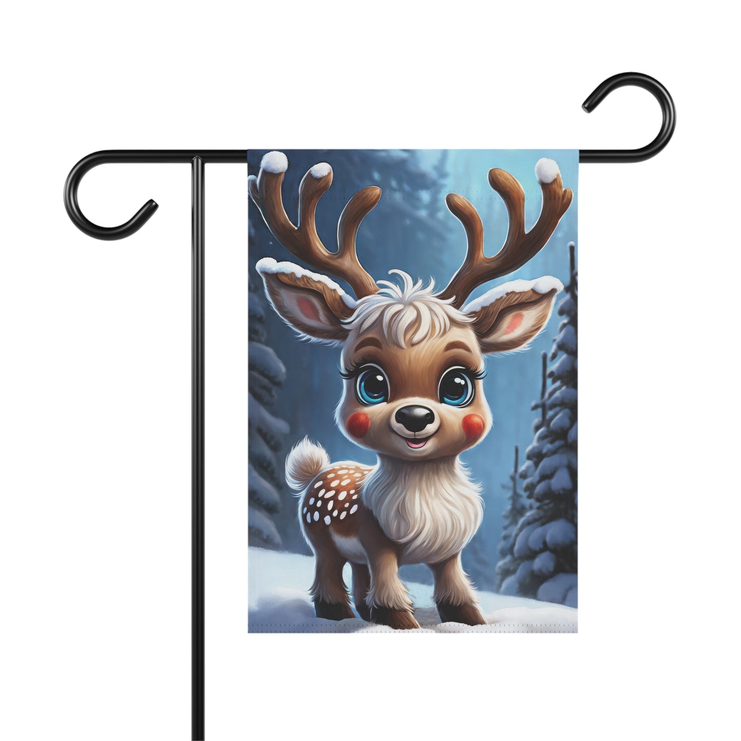 Sweet Baby Reindeer Holiday Garden Flag/ House Banner