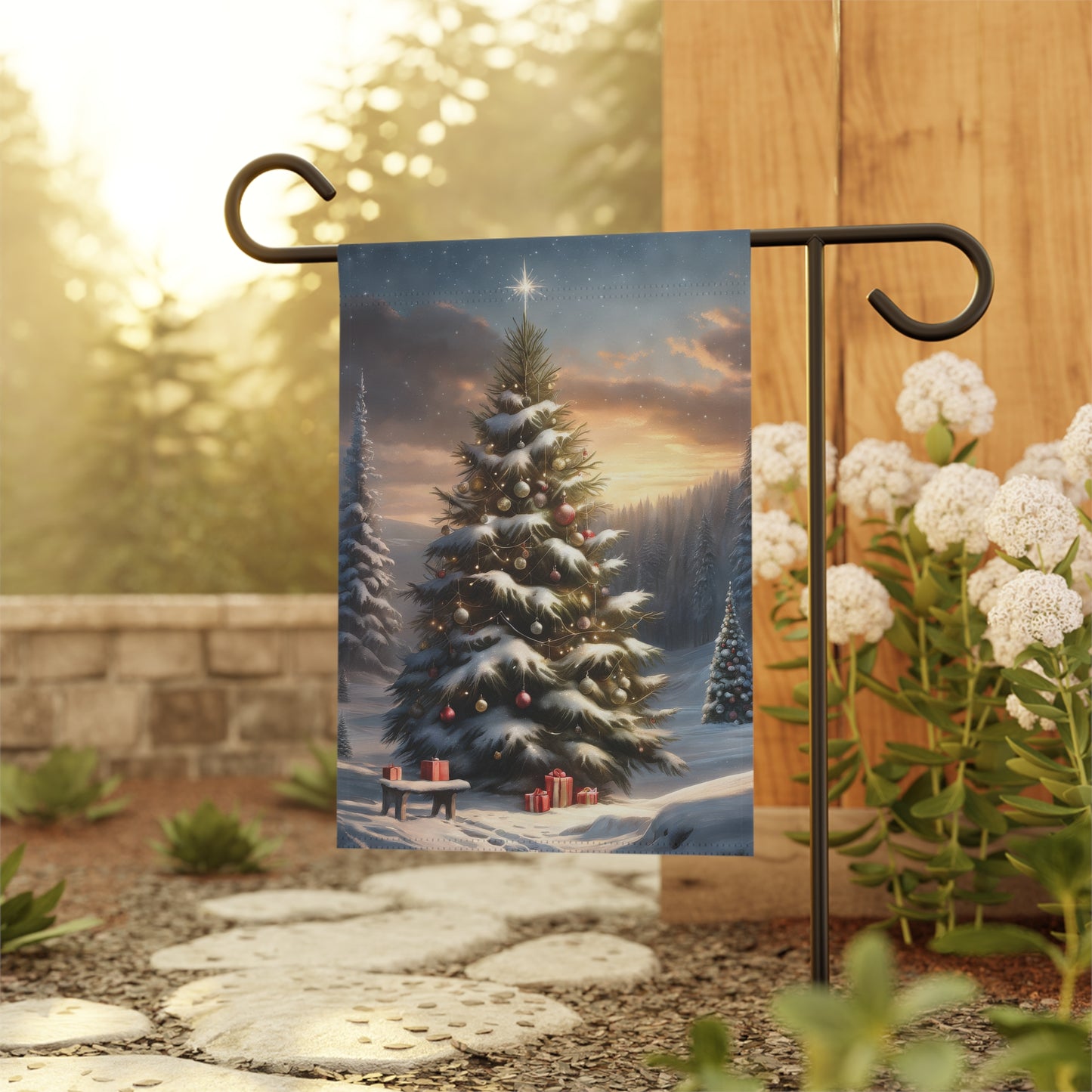 Snowy Winter Wonderland Garden Flag/ House Banner