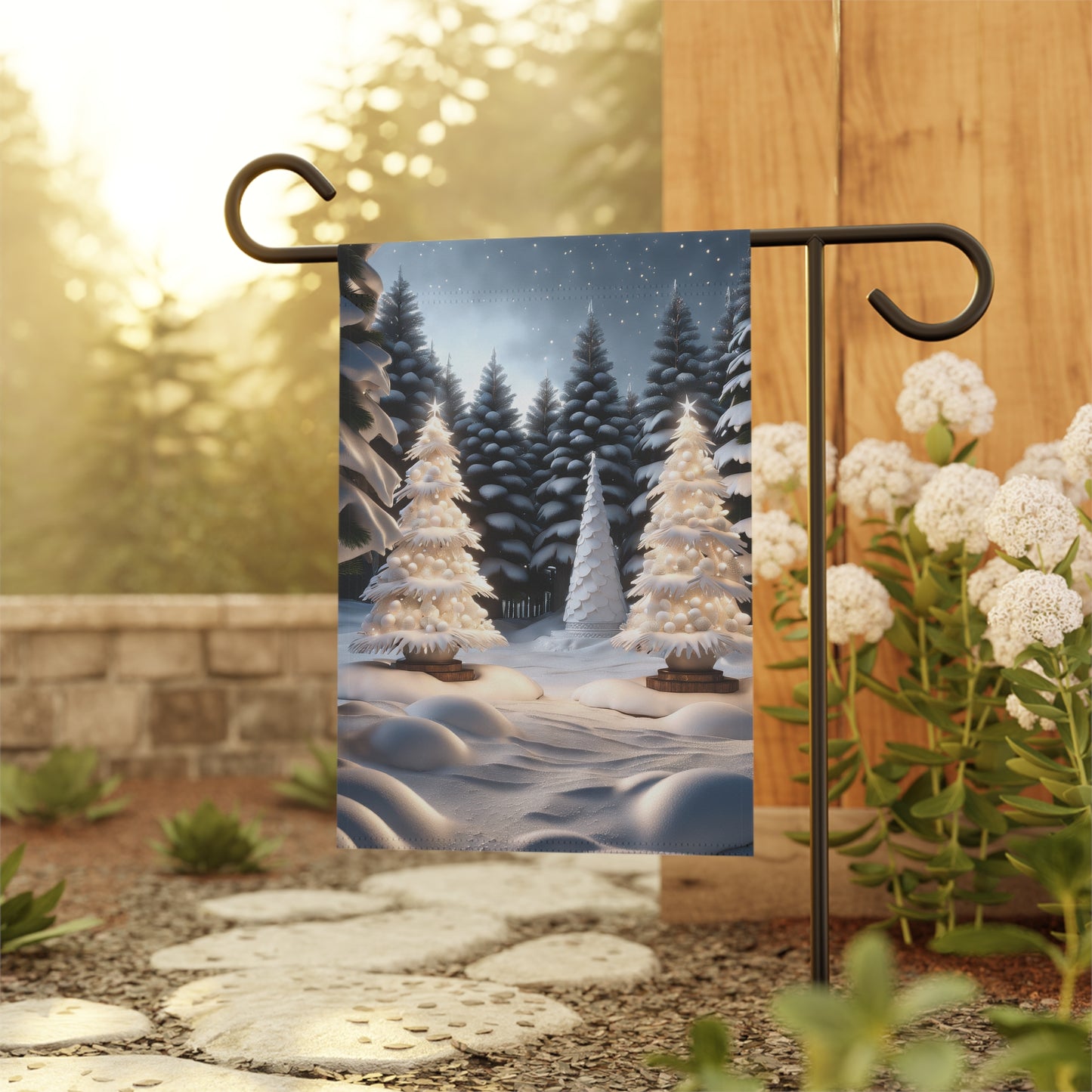 Serene Snowy Scene Holiday Garden Flag/ House Banner