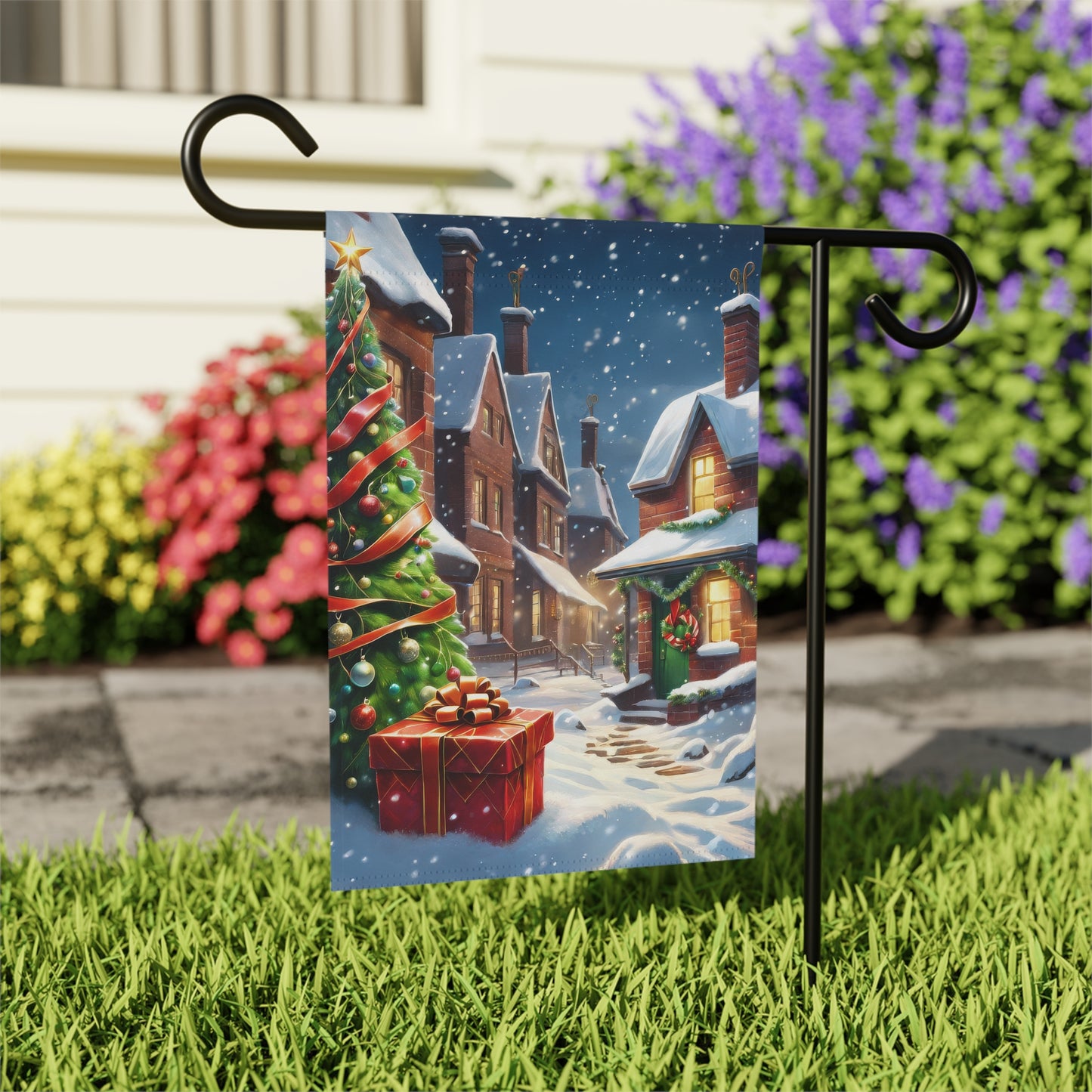 Holiday Christmas Town Garden Flag/ House Banner