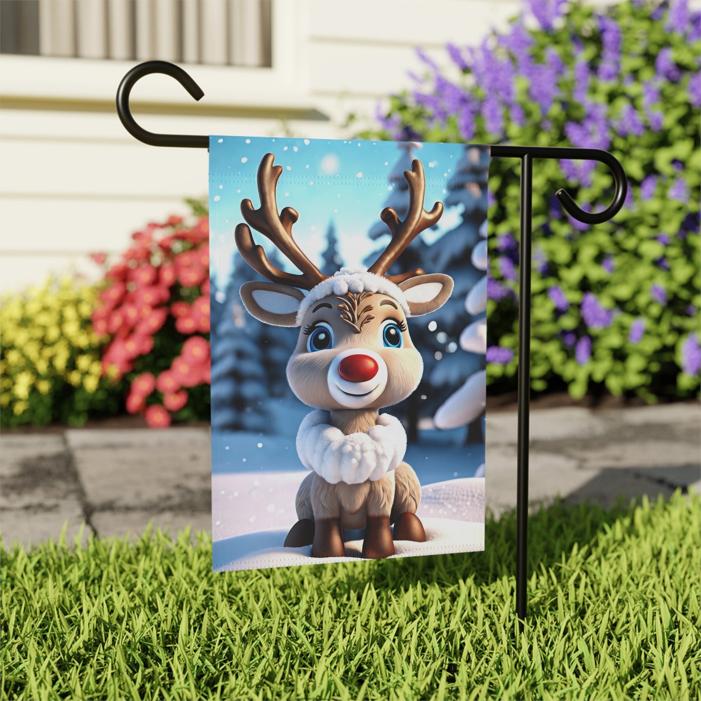 Delightful Little Reindeer Holiday Garden Flag/ House Banner