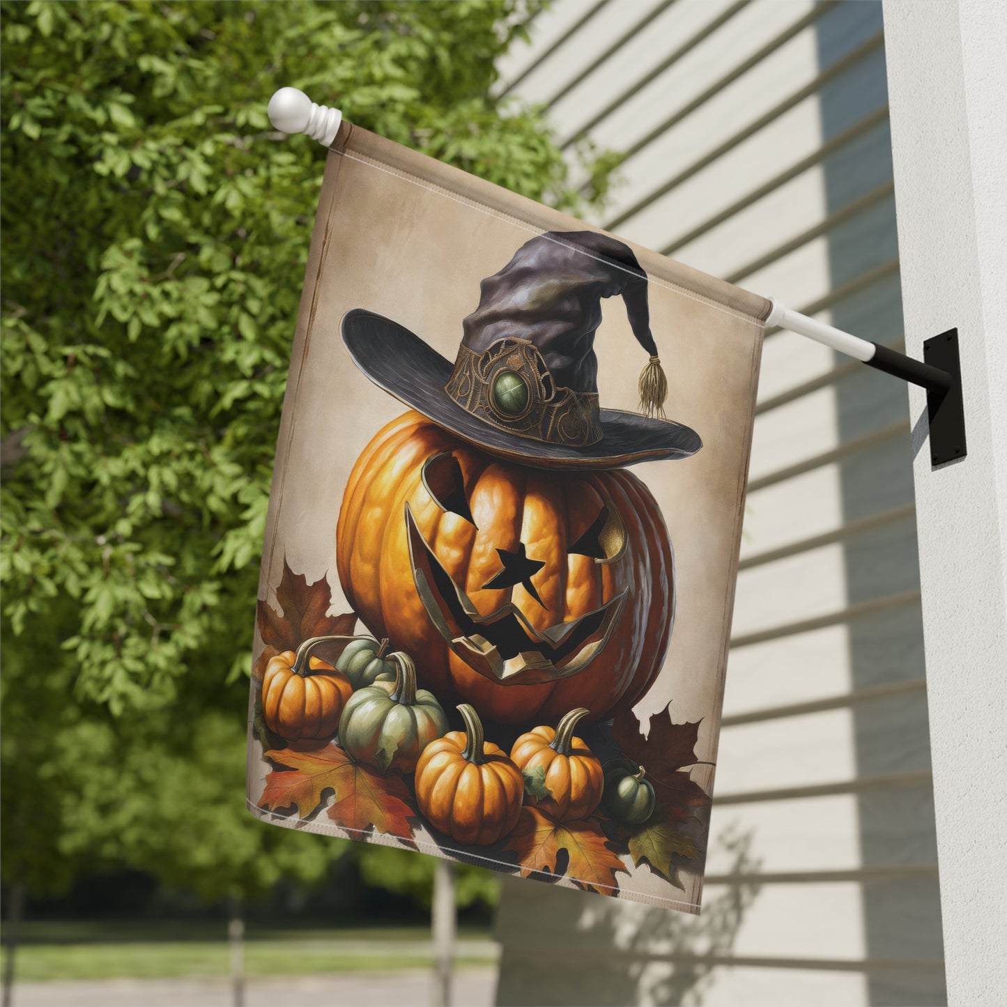 Creepy Jack-O-Lantern Halloween Garden Flag/ House Banner