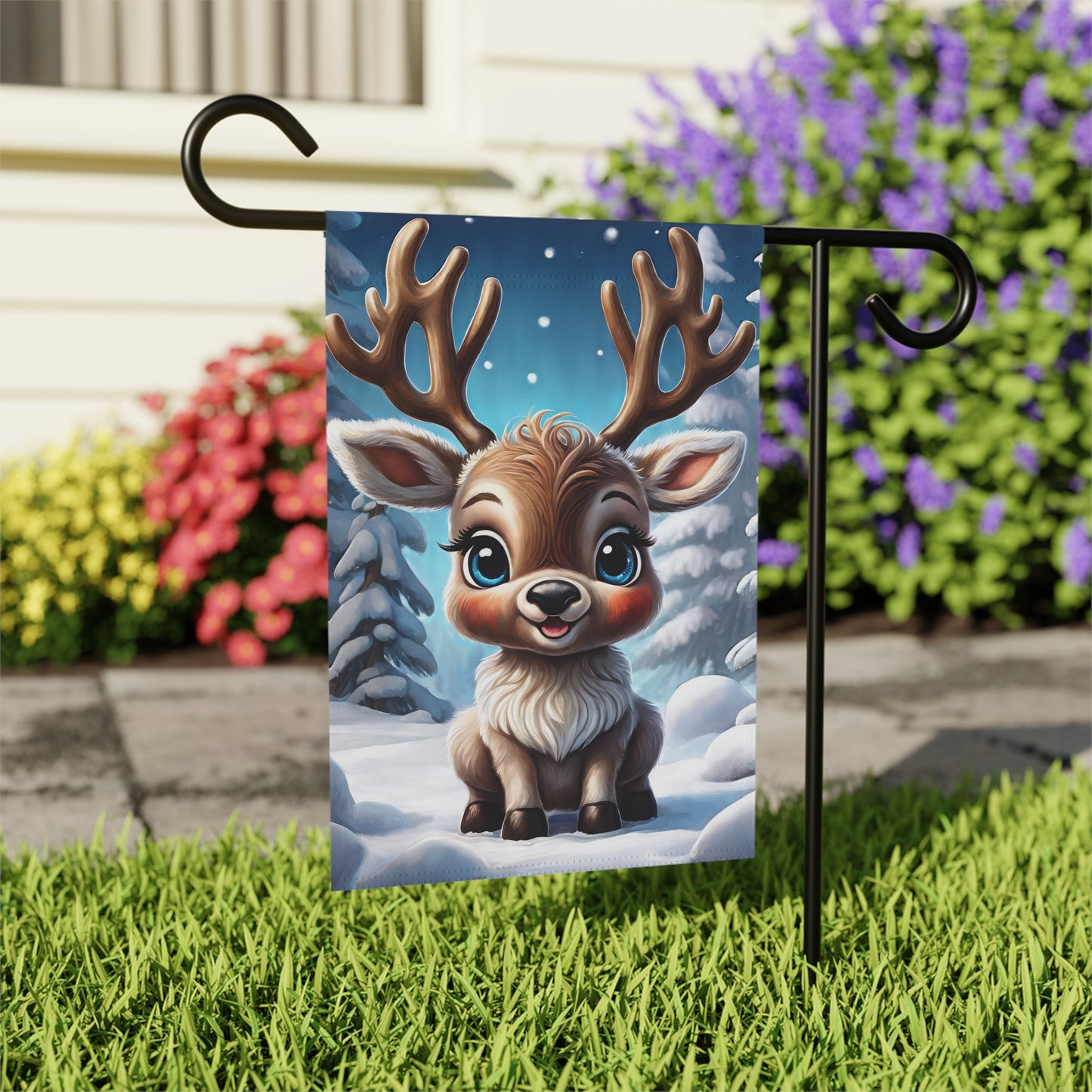 Precious Baby Reindeer Holiday Garden Flag/ House Banner