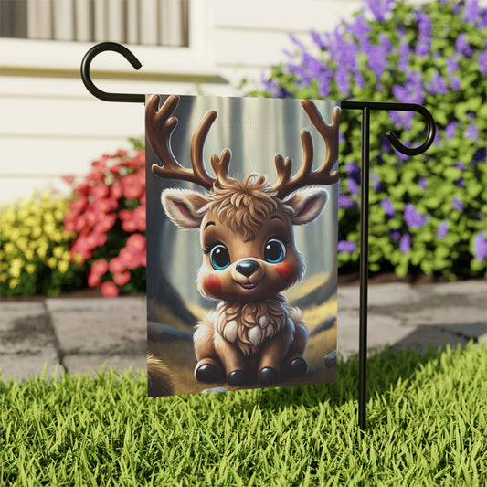 Adorable Baby Reindeer Holiday Garden Flag/ House Banner