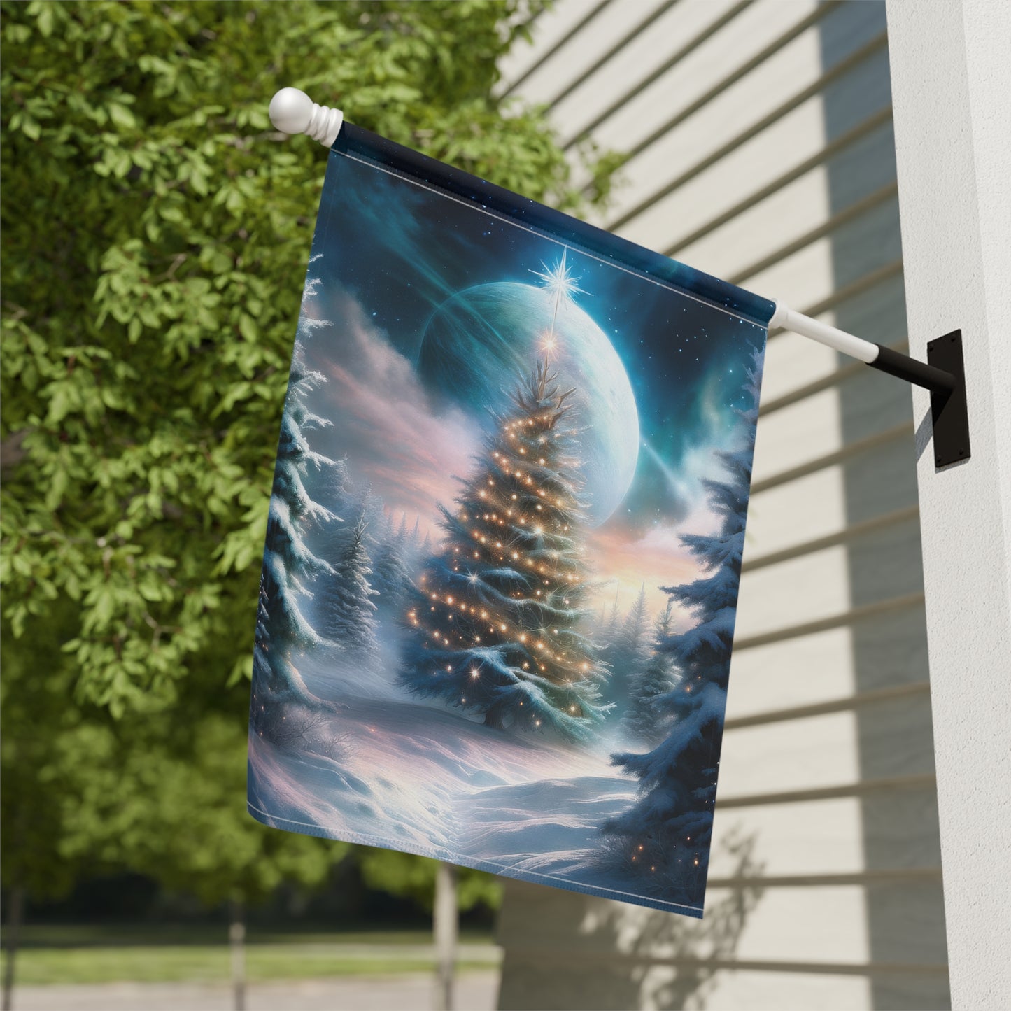 Stunning Wintery Woods Scene Holiday Garden Flag/ House Banner