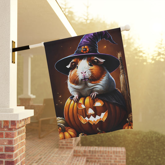 Cute Guinea Pig Halloween Puppy Garden Flag/ House Banner