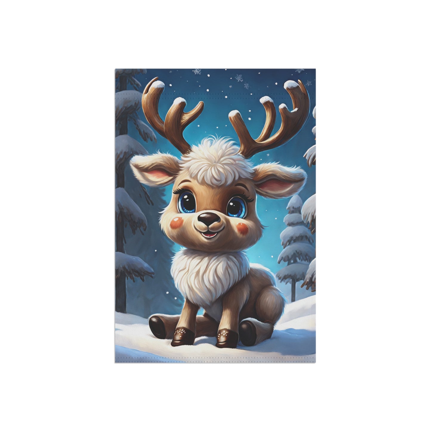 Cute Baby Reindeer Holiday Garden Flag/ House Banner