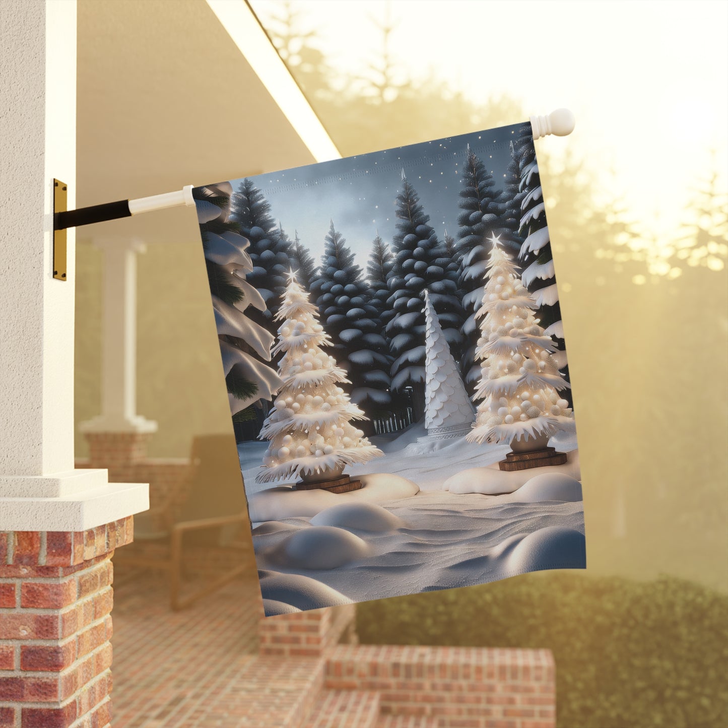 Serene Snowy Scene Holiday Garden Flag/ House Banner