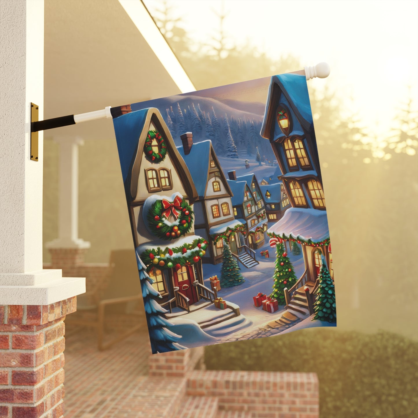 Charming Christmas Town Garden Flag/ House Banner