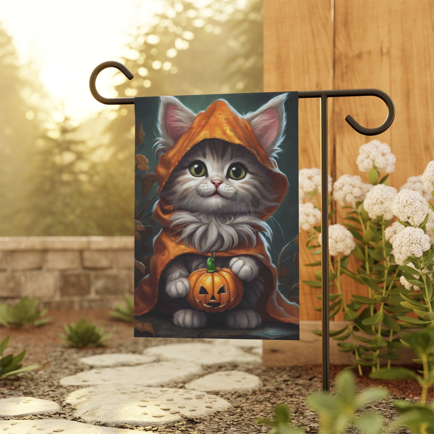 Playful Kitten Halloween Garden Flag/ House Banner