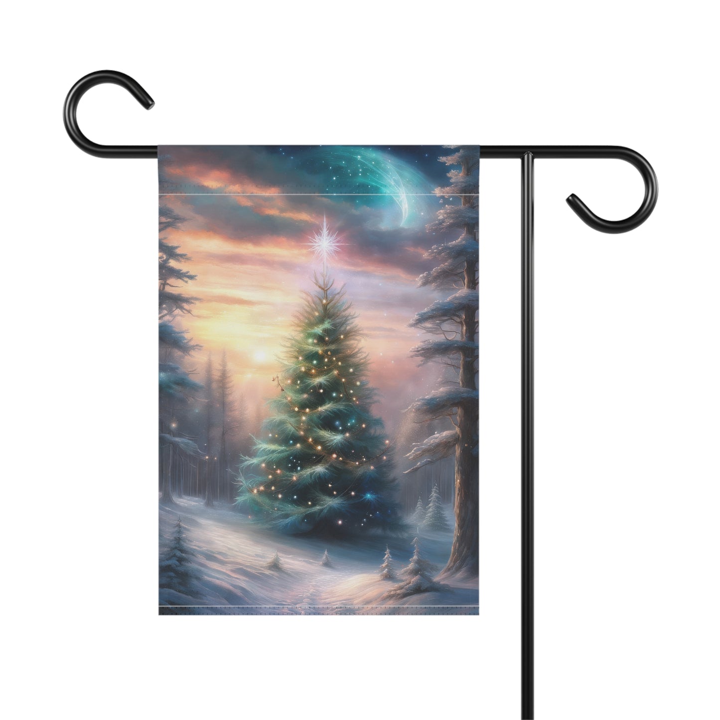 Majestic Wintery Woods Scene Holiday Garden Flag/ House Banner