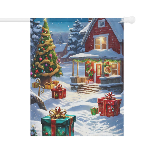 Christmas Town Adorned with Presents Holiday Garden Flag/ House Banner