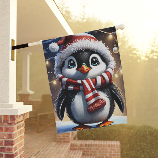 Cute Penguin Holiday Garden Flag/ House Banner