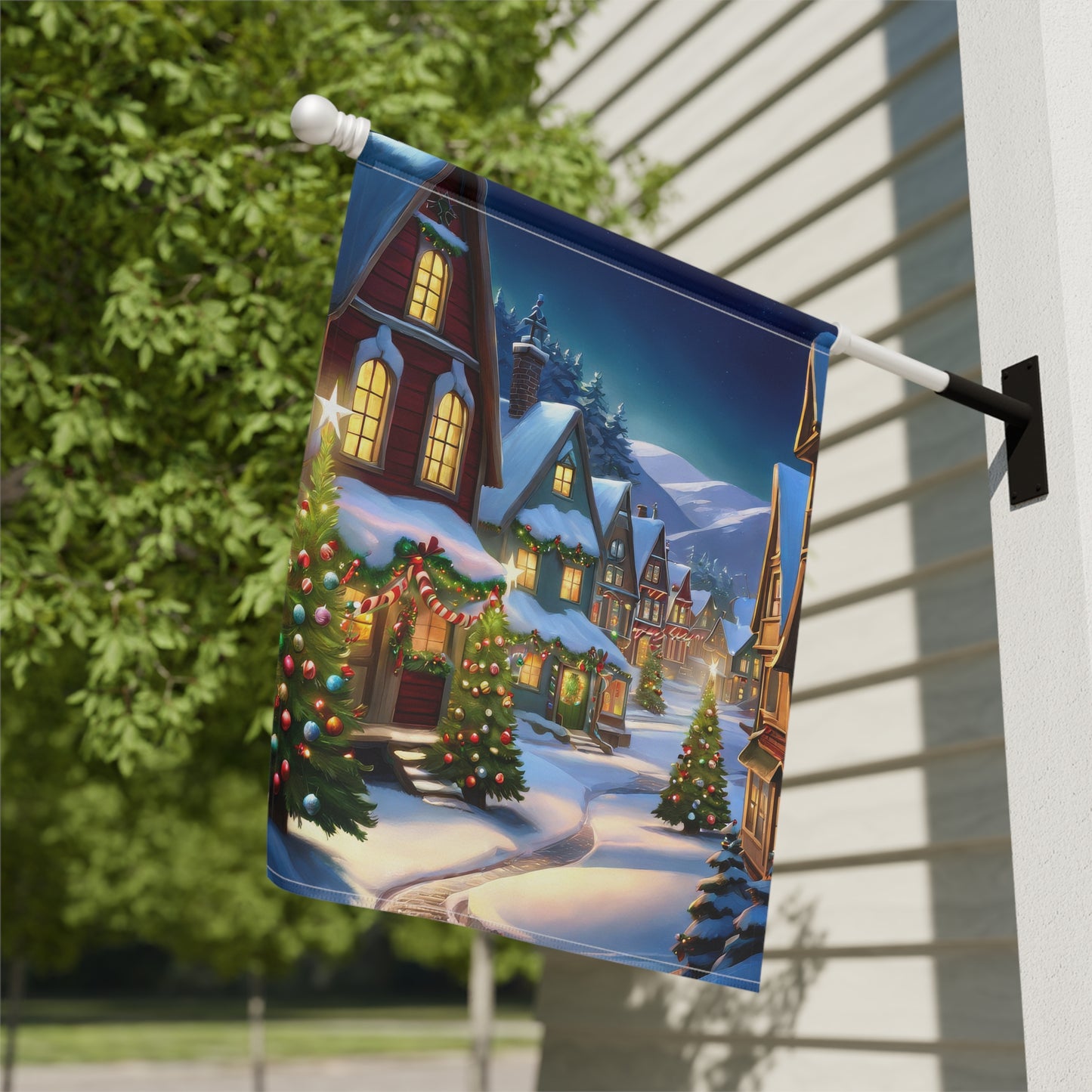 Colorful Holiday Town Garden Flag/ House Banner