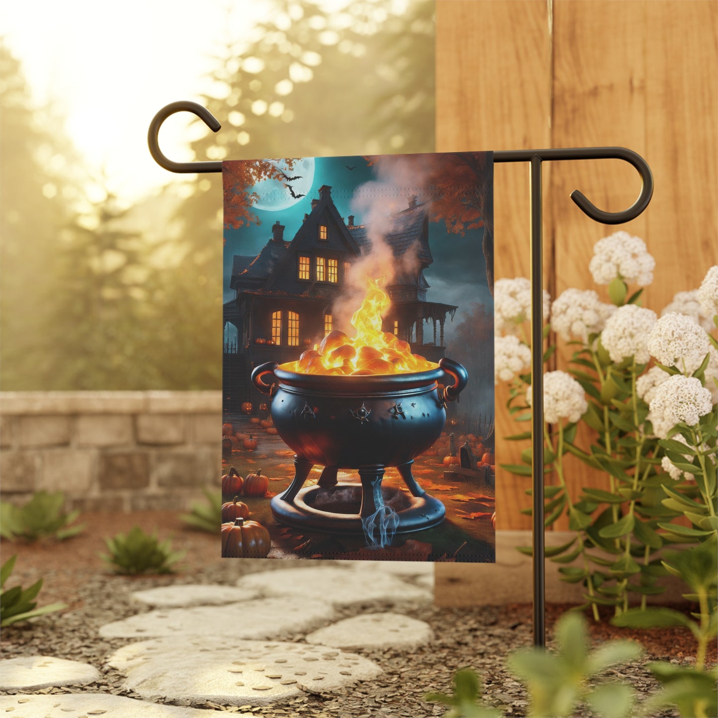 Witches Cauldron Halloween Garden Flag/ House Banner