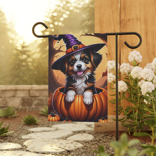 Playful Puppy Halloween Garden Flag/ House Banner