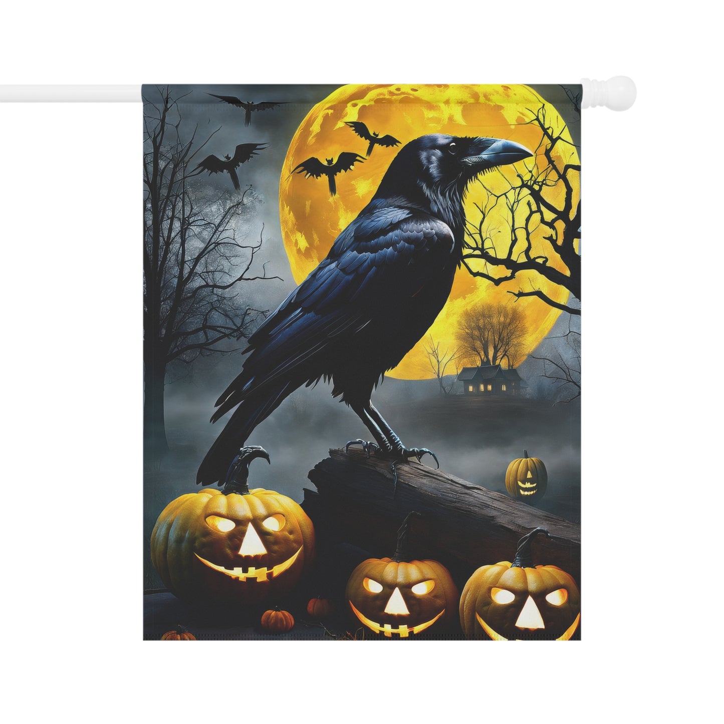 Creepy Crow Halloween Garden Flag/ House Banner