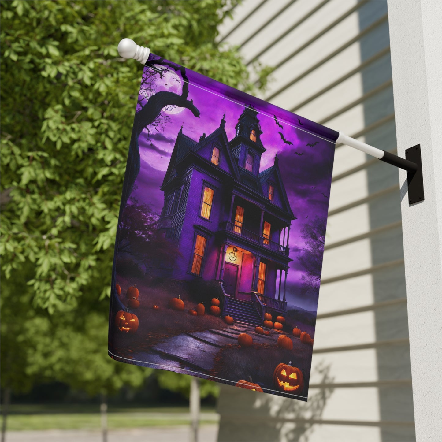 Halloween Creepy Mansion Garden Flag/ House Banner