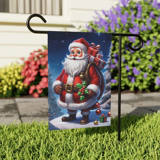 Jolly Santa Holiday Garden Flag/ House Banner