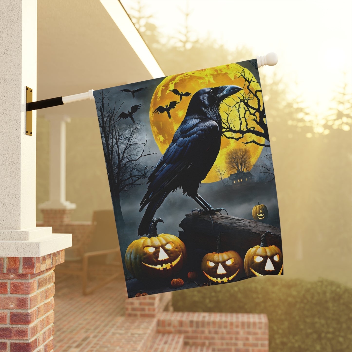 Creepy Crow Halloween Garden Flag/ House Banner