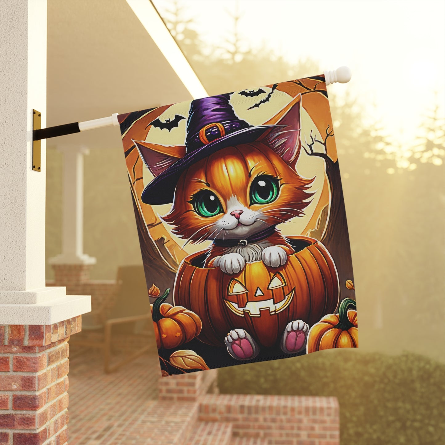 Playful Kitten Halloween Garden Flag/ House Banner