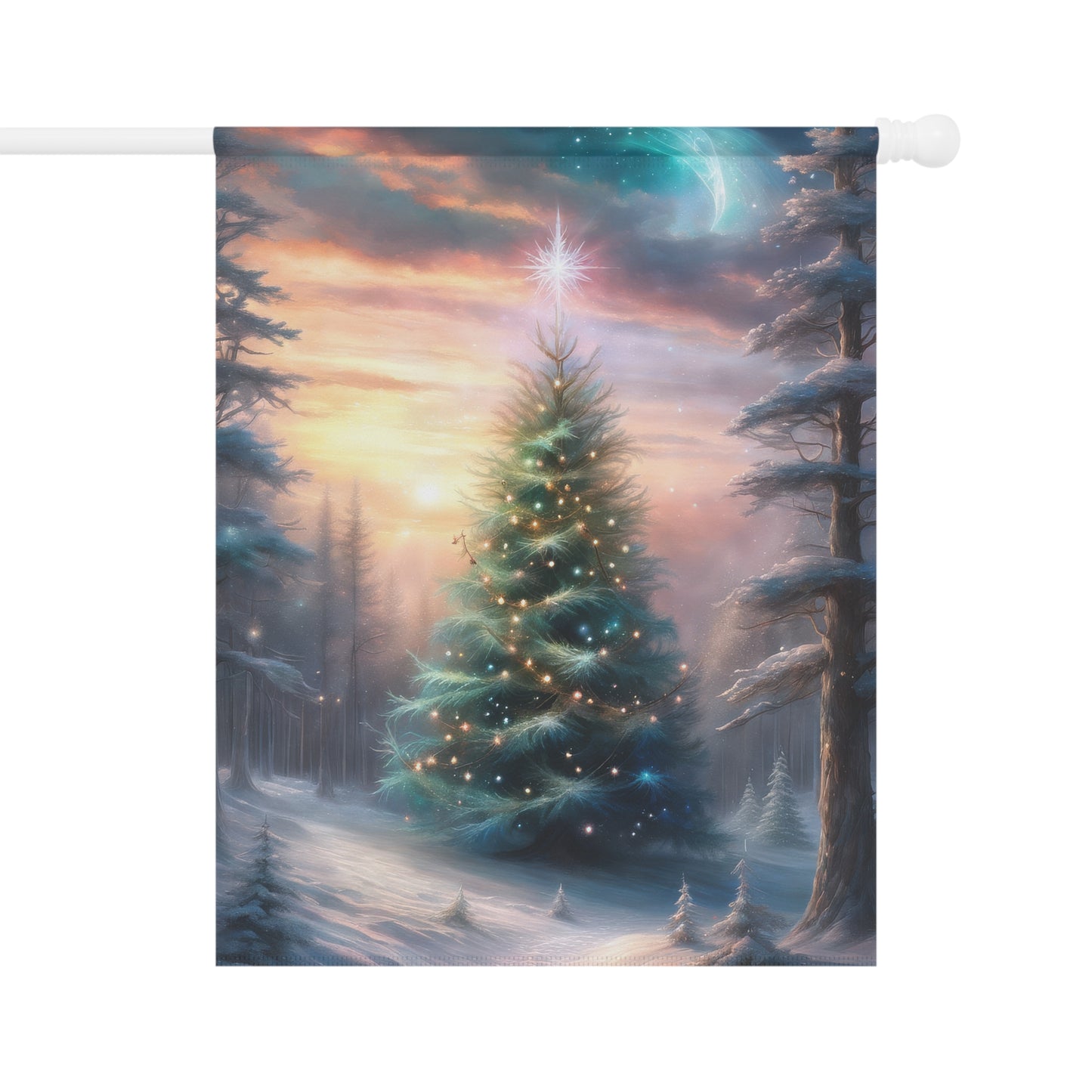 Majestic Wintery Woods Scene Holiday Garden Flag/ House Banner