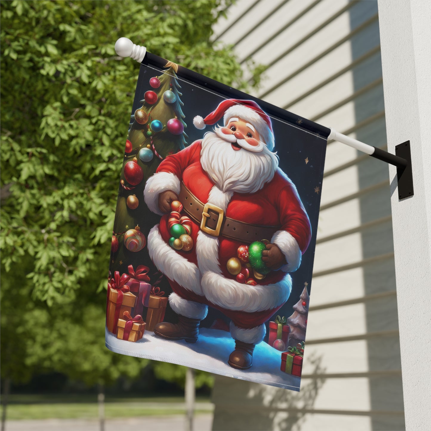 Santa Holiday Garden Flag/ House Banner