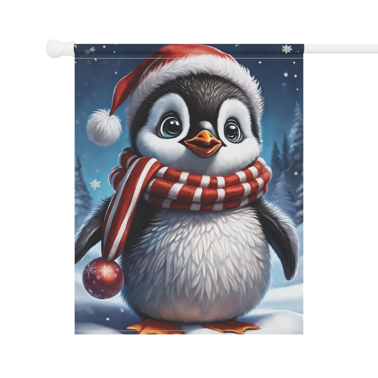 Festive Penguin Holiday Garden Flag/ House Banner