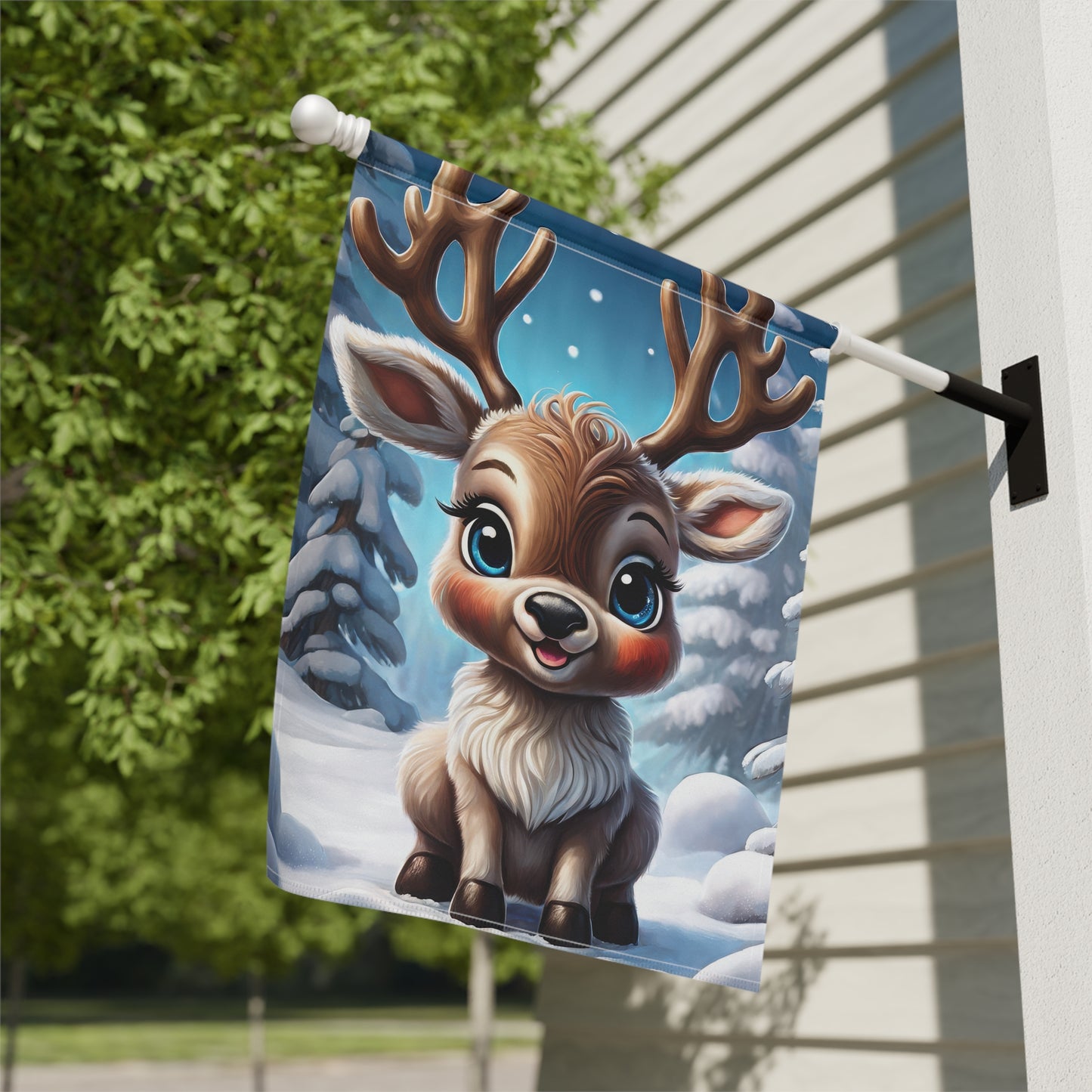 Precious Baby Reindeer Holiday Garden Flag/ House Banner