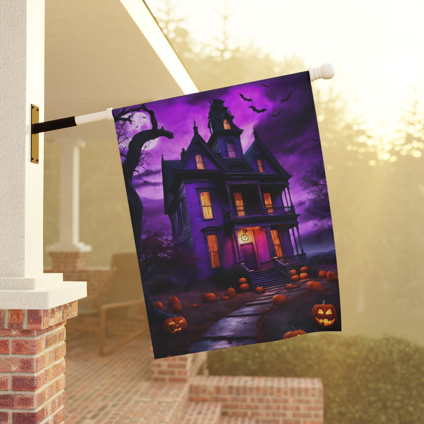 Halloween Creepy Mansion Garden Flag/ House Banner