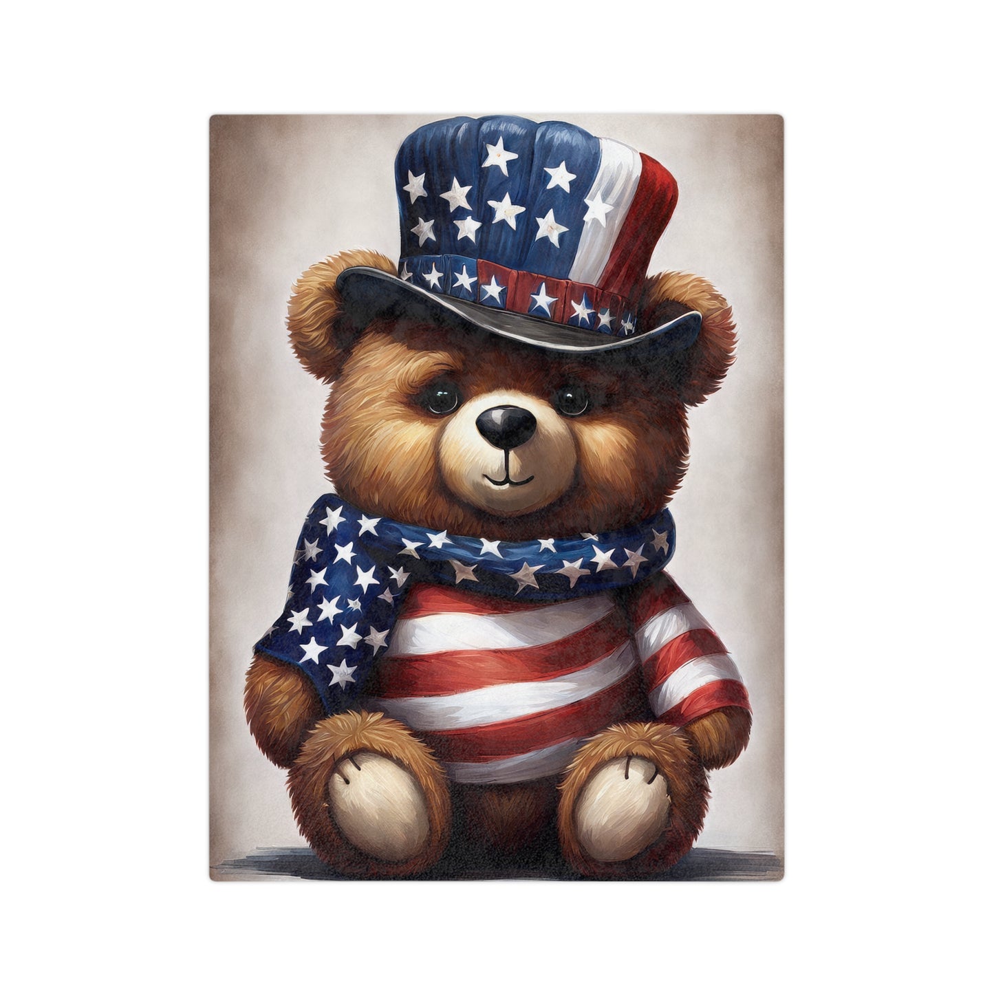 Patriotic Teddy Bear Plush Blanket