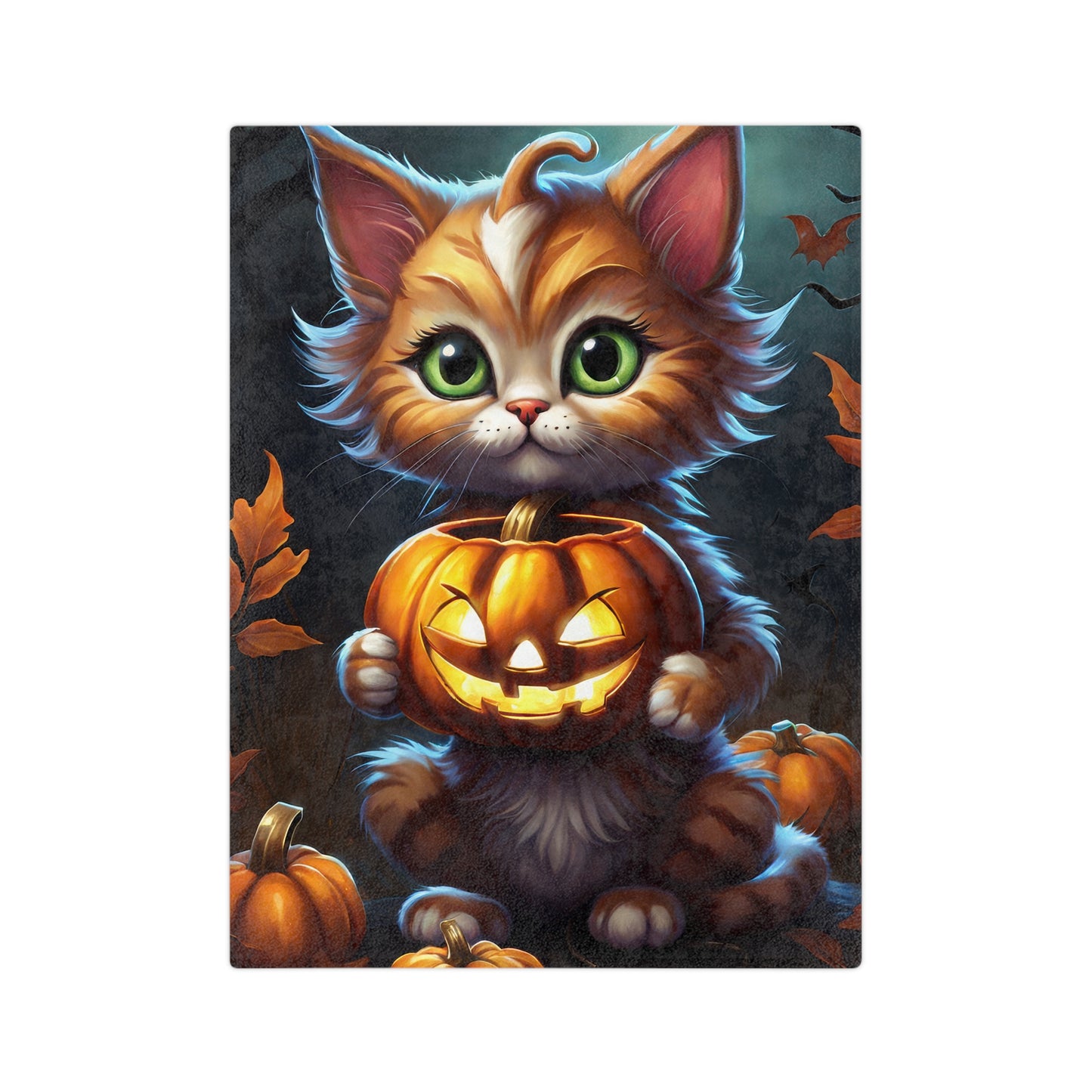 Cute Halloween Kitten Plush Blanket