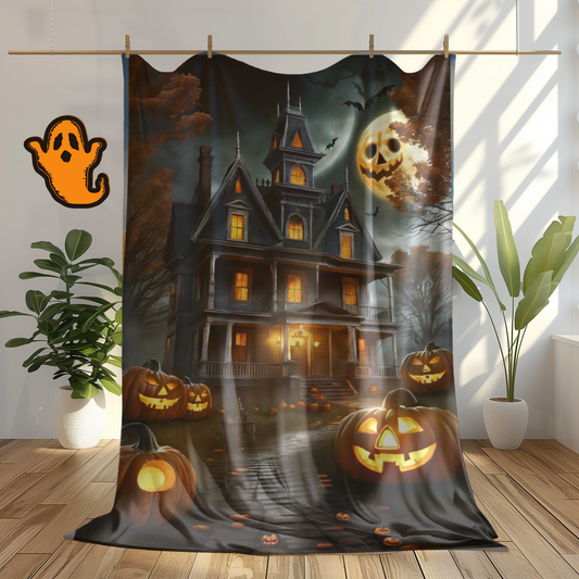 Halloween Spooky Moon Plush Blanket