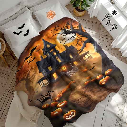 Spooky Haunted House Halloween  Blanket