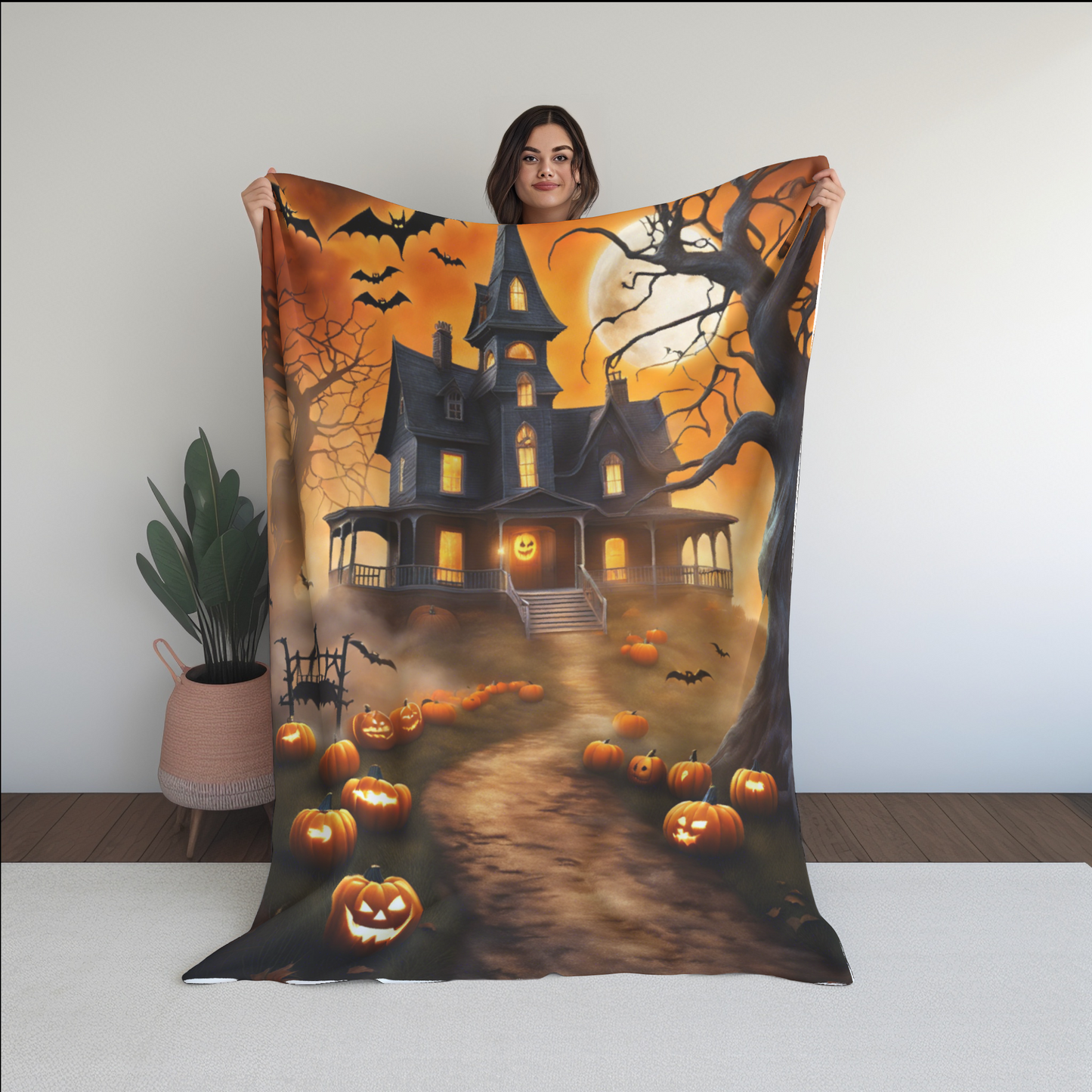 Spooky Haunted House Halloween  Blanket