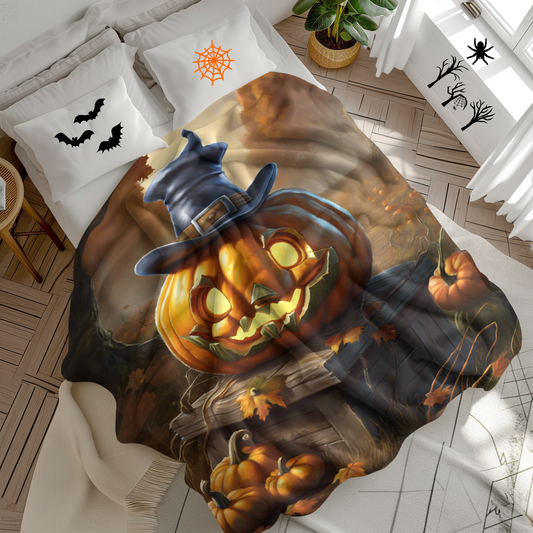 Funny Jack-O-Lantern Plush Blanket