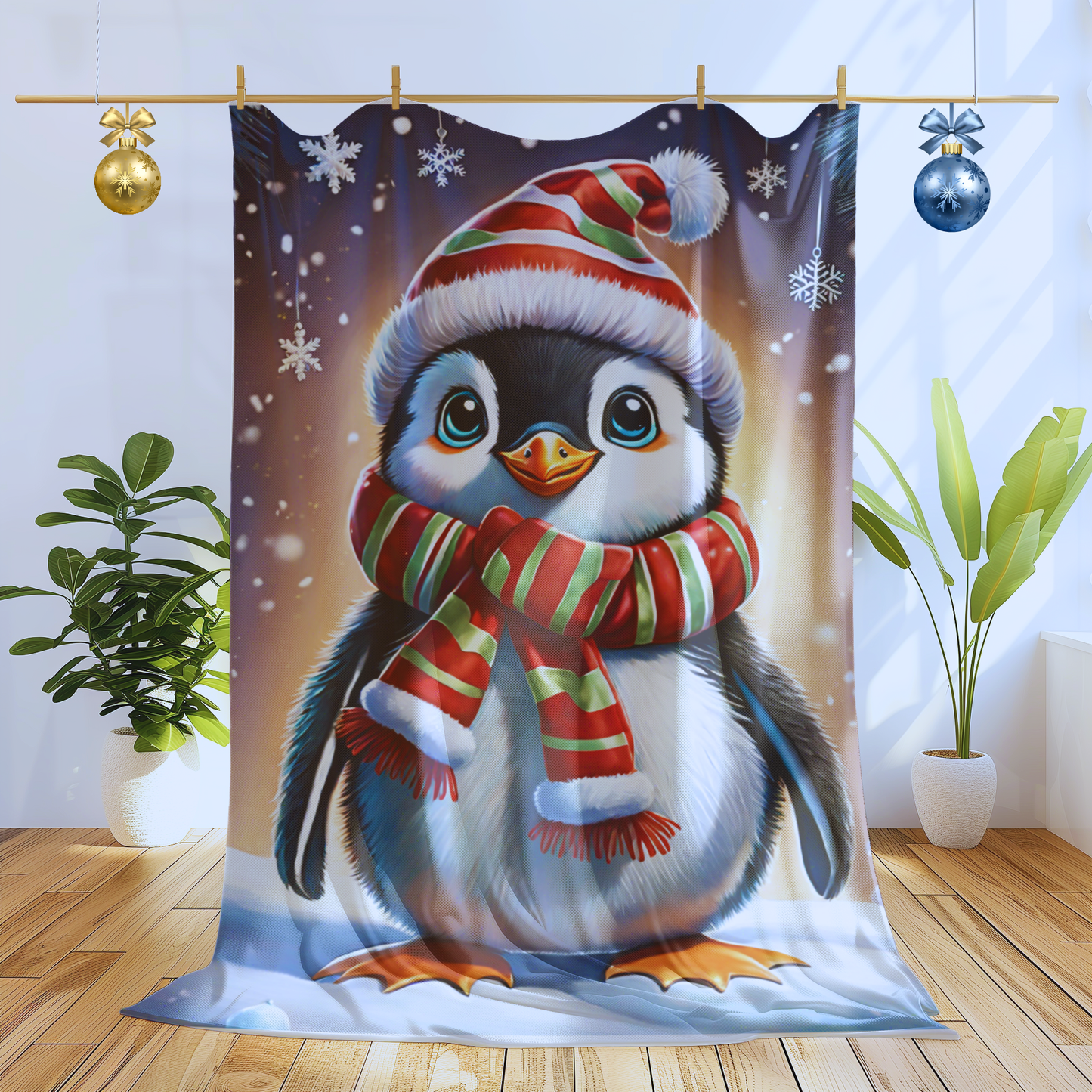 Penguin Velveteen Plush Blanket