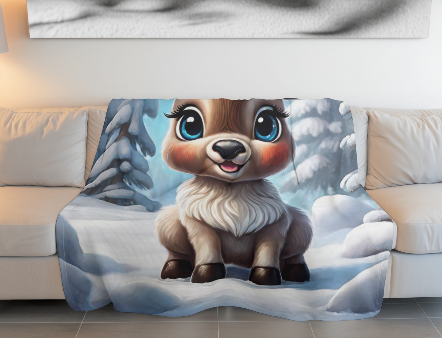 Adorable Baby Reindeer Plush Blanket