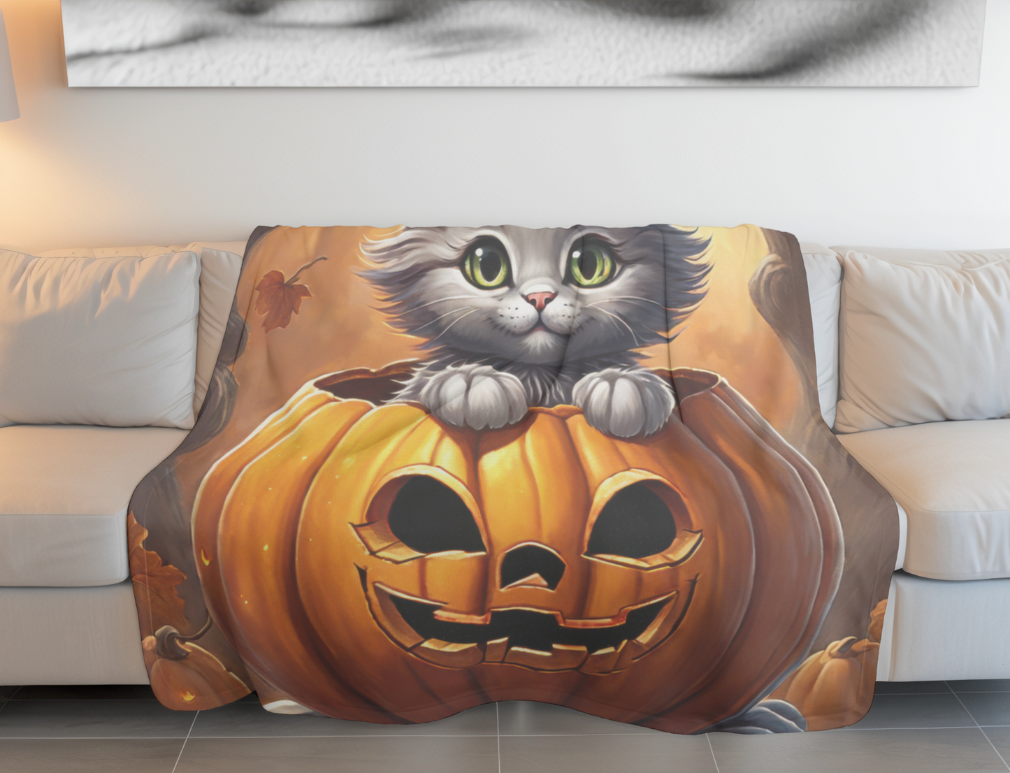 Cute Kitten Halloween Blanket