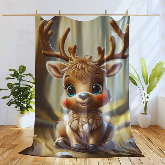 Precious Baby Reindeer Plush Sofa Blanket