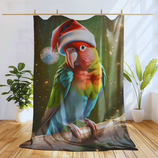 Christmas Bird Velveteen Plush Blanket