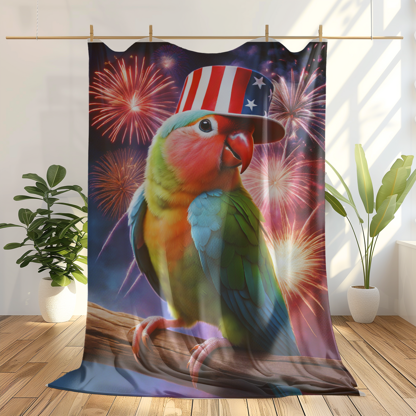 4th of July Bird Velveteen Plush Blanket