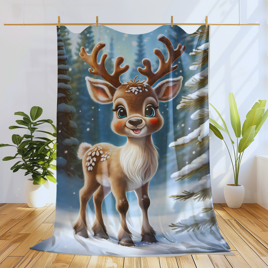 Cute Reindeer Plush Blanket