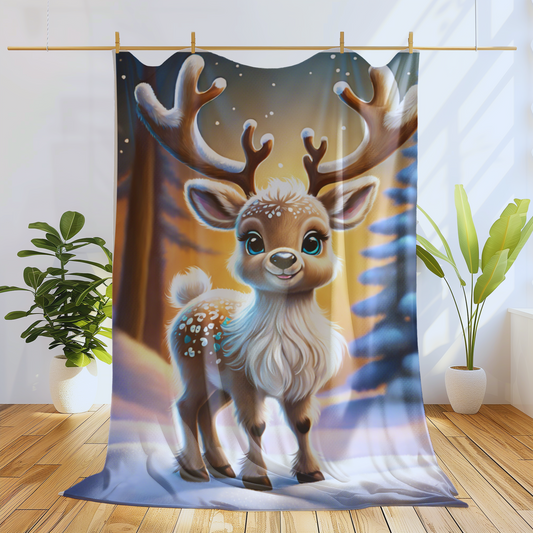 Adorable Reindeer Plush Blanket