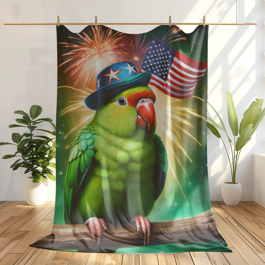 Patriotic Bird Velveteen Plush Blanket