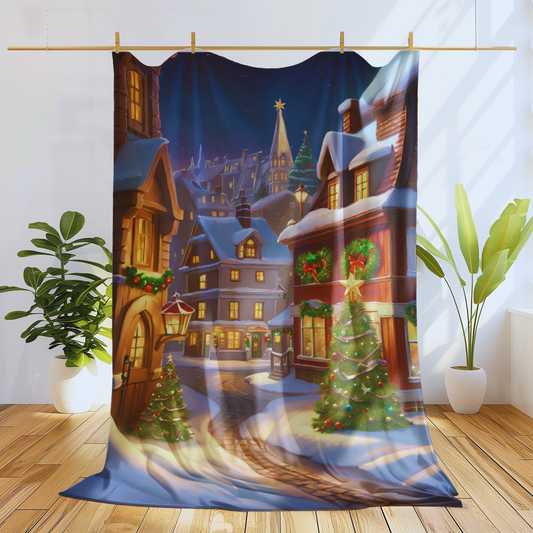 Charming Christmas Village Plush Blanket