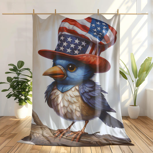 Beautiful July 4th Bird Plush Blanket