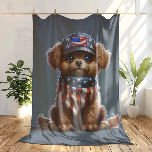 Independence Day Puppy Plush Blanket