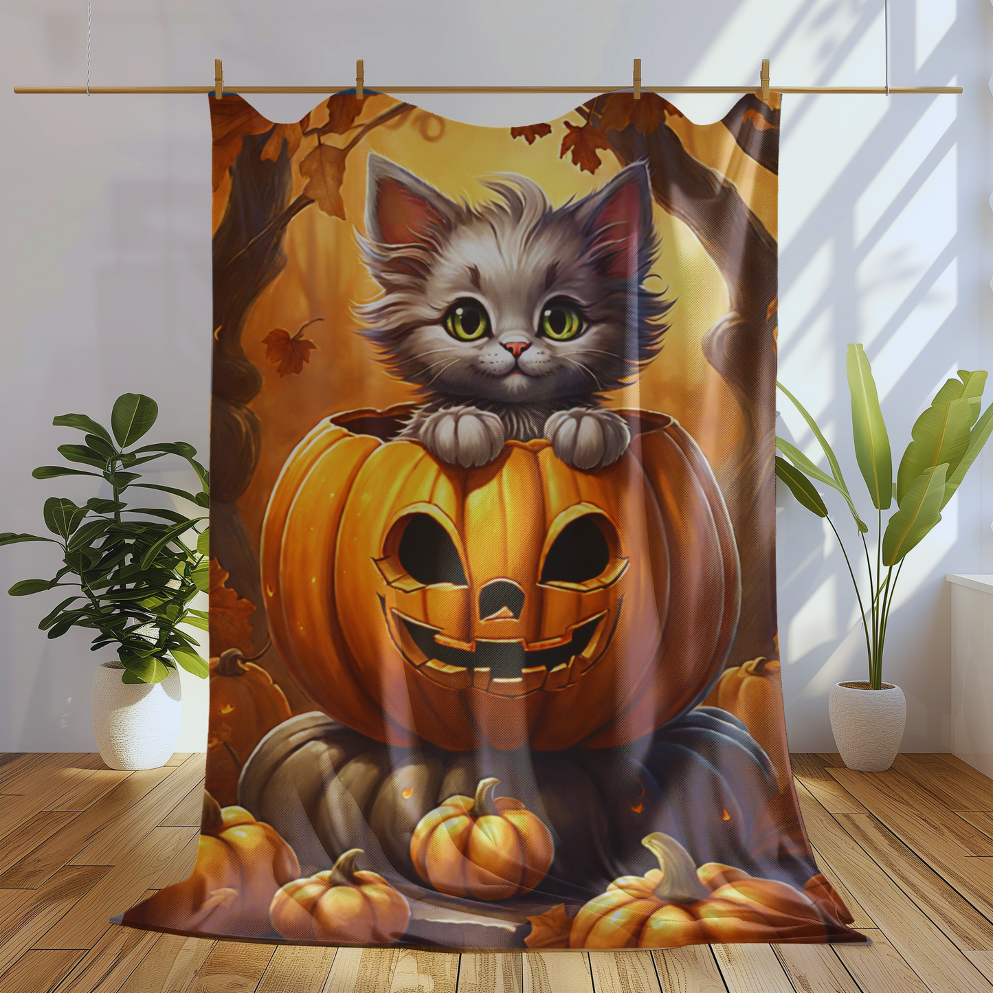 Cute Kitten Halloween Blanket